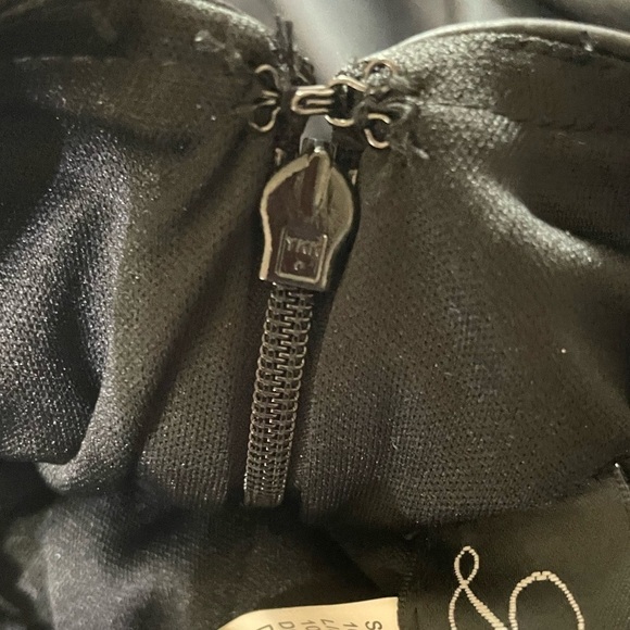 LA FEMME Black Vegan Leather Metal Chain Dress - Picture 9 of 13